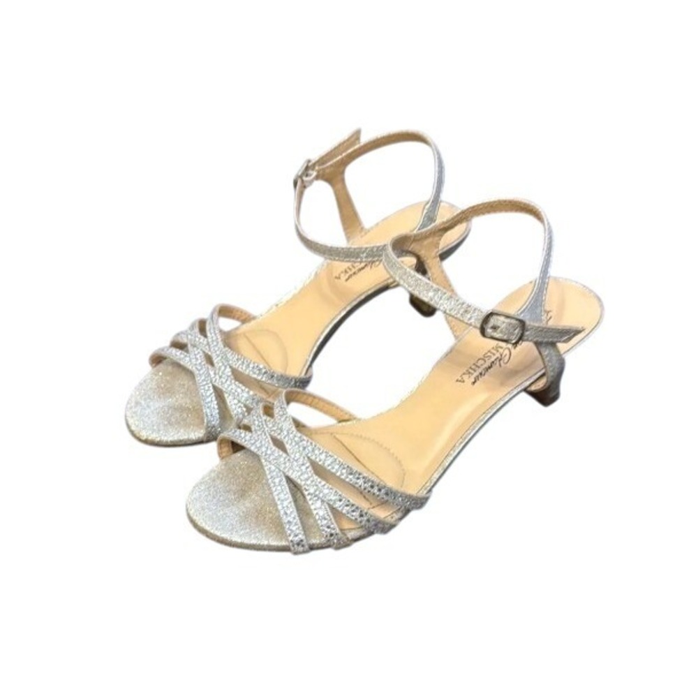 American Glamour Badgley Mischka Vera Silver Glitter Crystal Wedding Heels 7